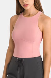 Crisscross Back Round Neck Yoga Tank - Shah S. Sahota